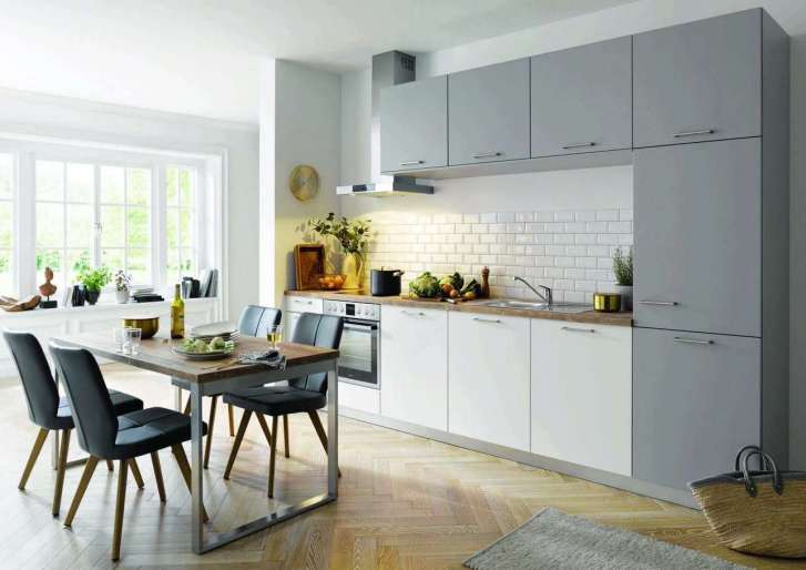 Moderne Küchenzeile Weiß und Grau - Global Küchen - Möbelhaus Wasserfuhr in Wipperfürth
